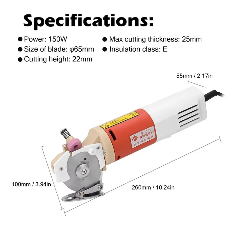 Handheld Electric Rotary Fabric Cutter Machine for Thick Heavy Cloth Industrial Tailor Sewing Scissors Kit