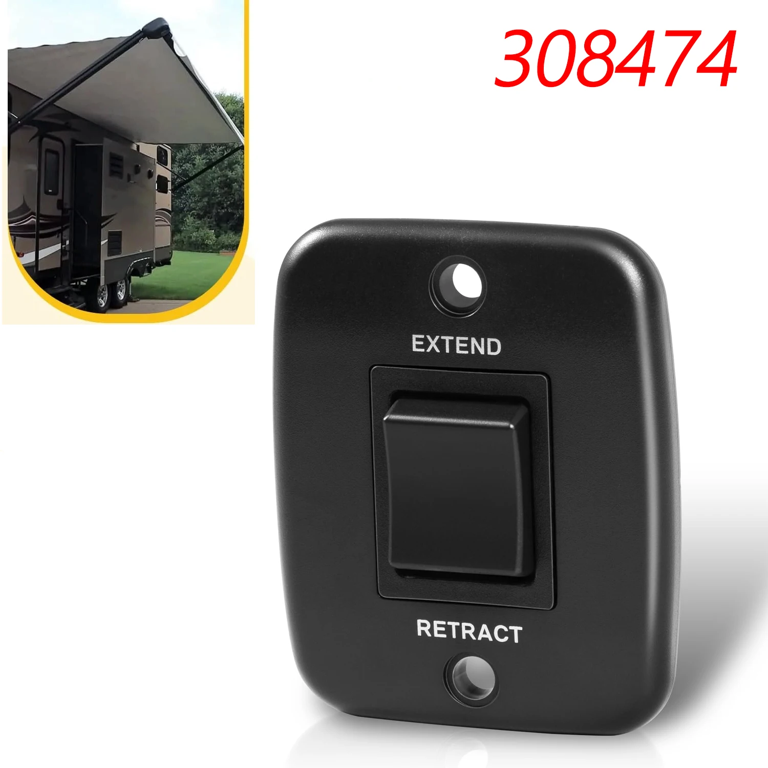 Kit de interruptor y placa de repuesto de 6 pines para toldo de RV de 40 amperios, interruptor momentáneo de 6 terminales para todos los toldos Solera Power