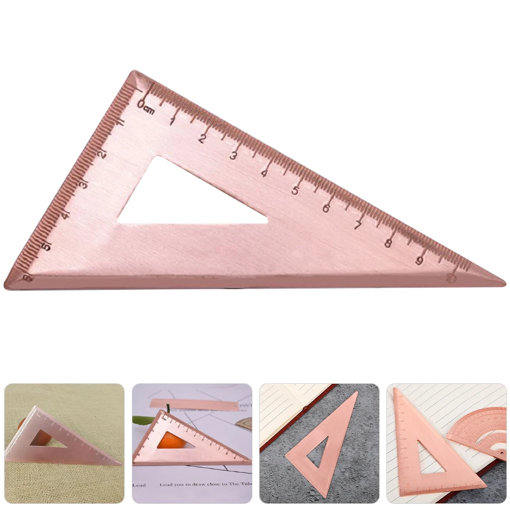 Copper Ruler Stationery Triangle Drafting Tool Precision Measurement Metal Engineering Scale Geometry Student Professional
