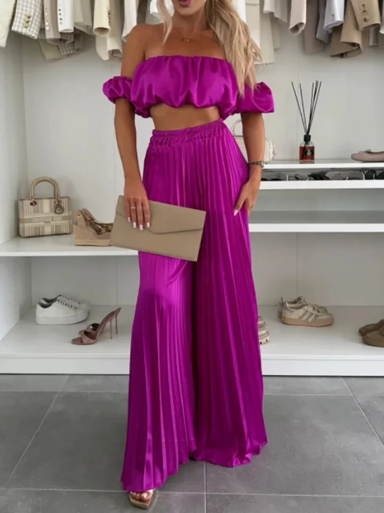 여름 여성 넓은 다리 바지 두 조각 세트, 휴일 솔리드 패치 워크 간단한 복장, 새로운 O 넥 민소매 숙녀 정장 streetwear