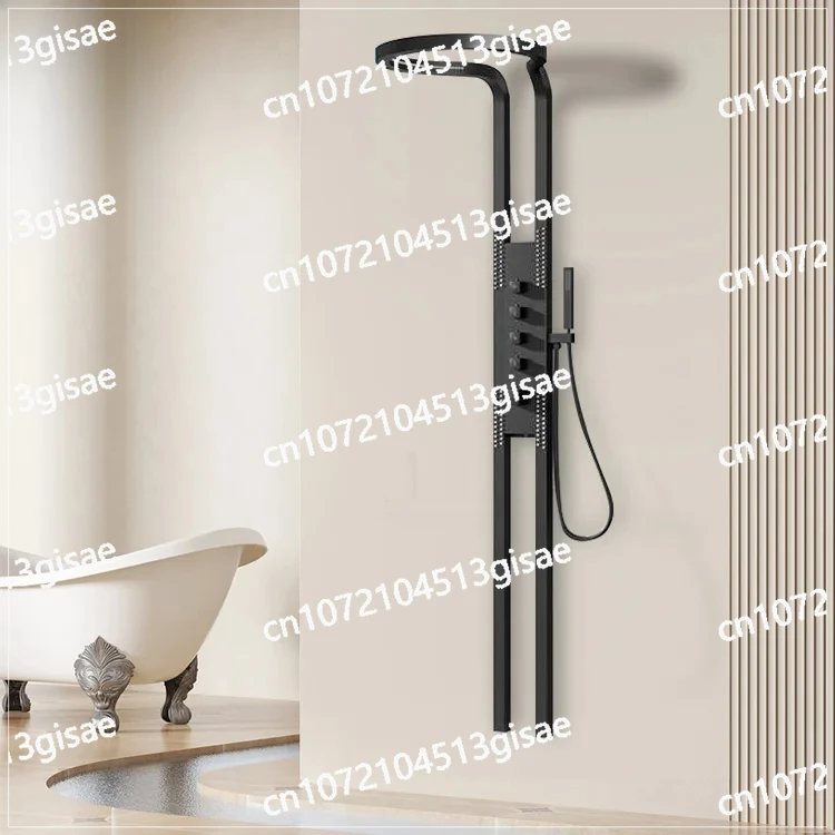 Smart Overhead Shower Mixer Stand with Thermoregulator Black Lux Thermostatic Valve Top Shower Set