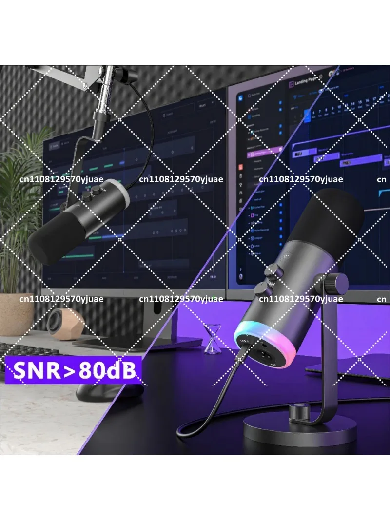 Professional RGB Podcast Microphone for Studio Recording, Gaming, and Streaming