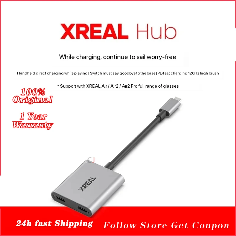 XREAL Hub 120hz 2IN1 USB-C PD Fast Charging Adapter Portable Video Adapter For XREAL AIR/AIR2 Glasses Switch PS4 PS5 Converter