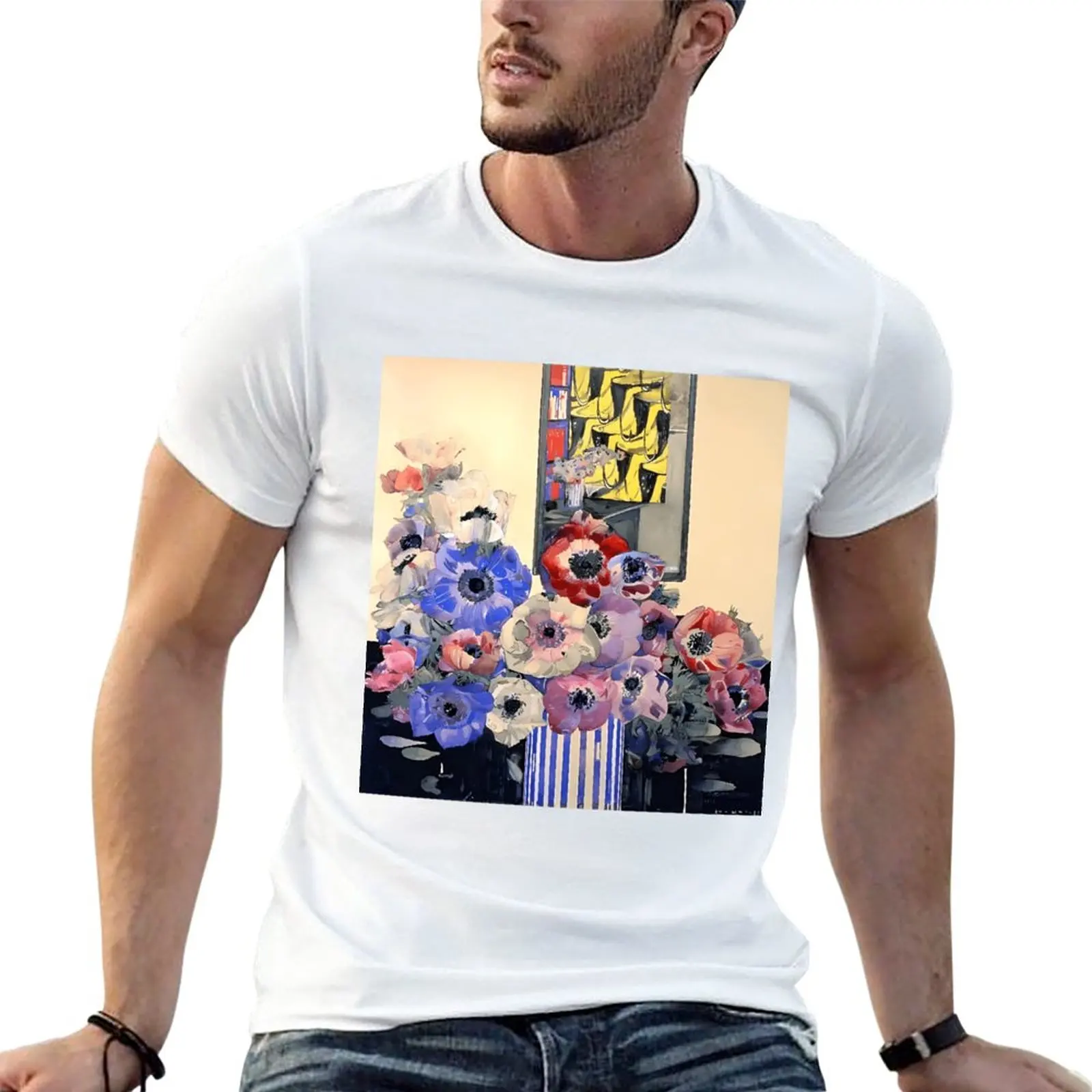 New Charles Rennie Mackintosh Still Life Of Anemones T-Shirt summer tops vintage clothes fitted t shirts for men