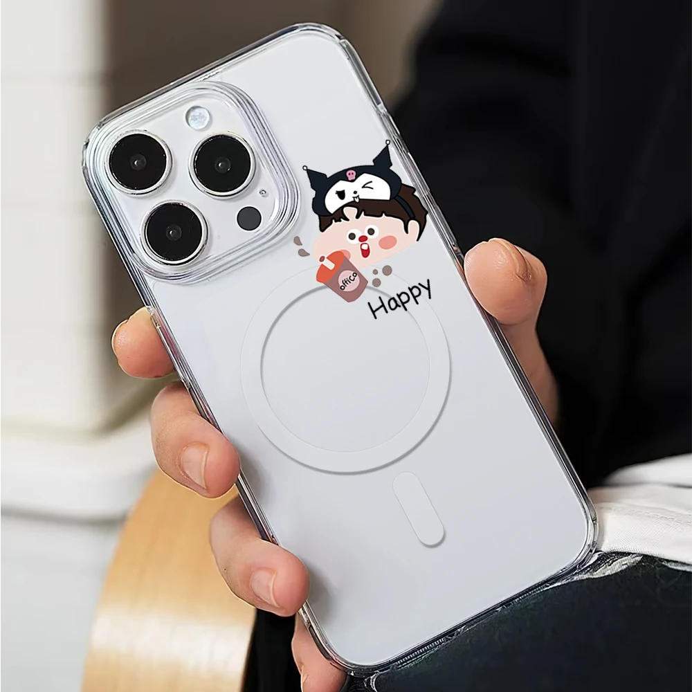 Cute Couple Lucky Happy Profile Picture Phone Case for iPhone 12 11 13 14 15 16 Max Pro Plus Magsafe Magnetic Wireless Cover