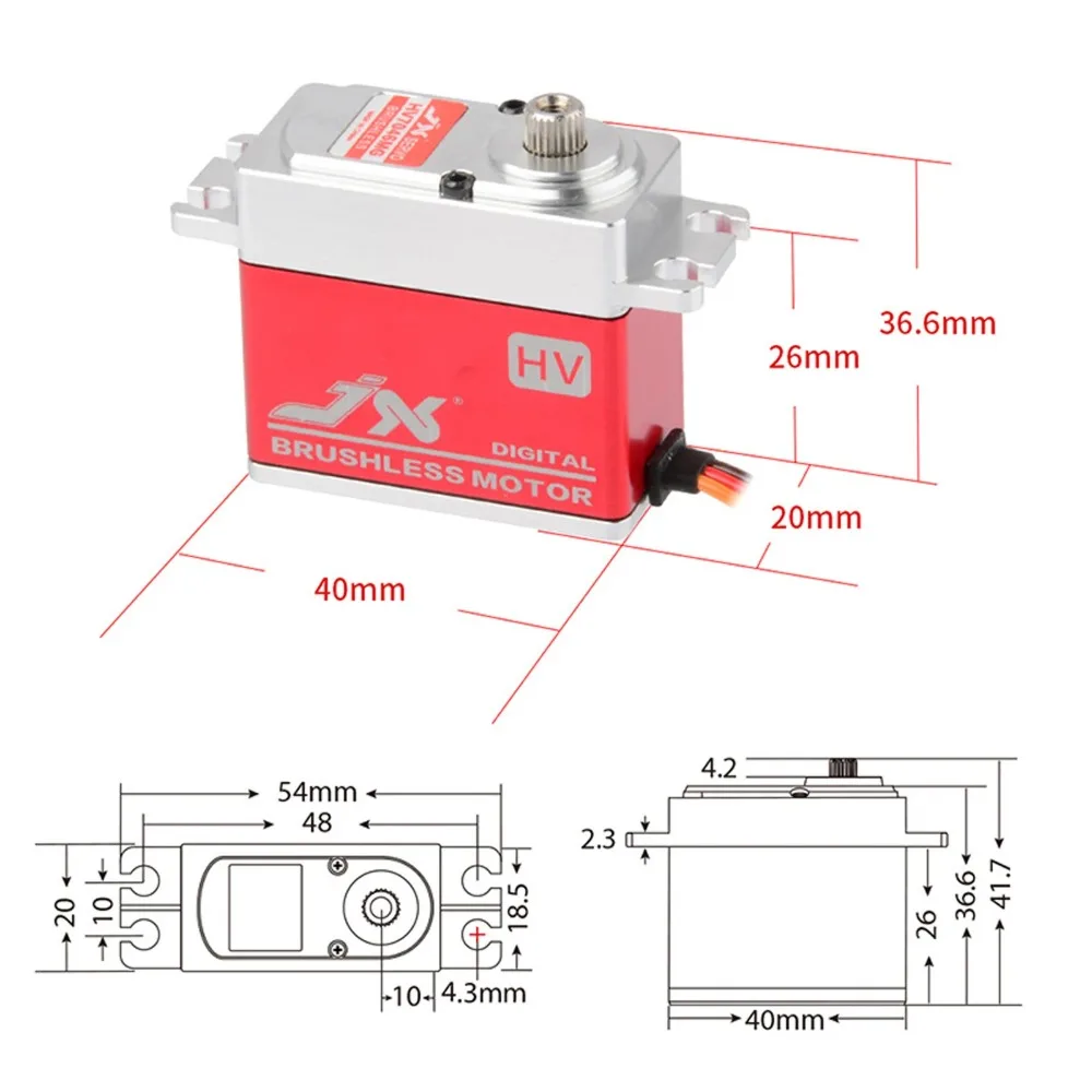 JX Servo 7046MG 47KG Bürstenloser Digitaler Servo mit Hohem Drehmoment Vollmetall CNC HV Servomotor für RC Auto, Hubschrauber, Drohne, Roboterarm – Detail 2