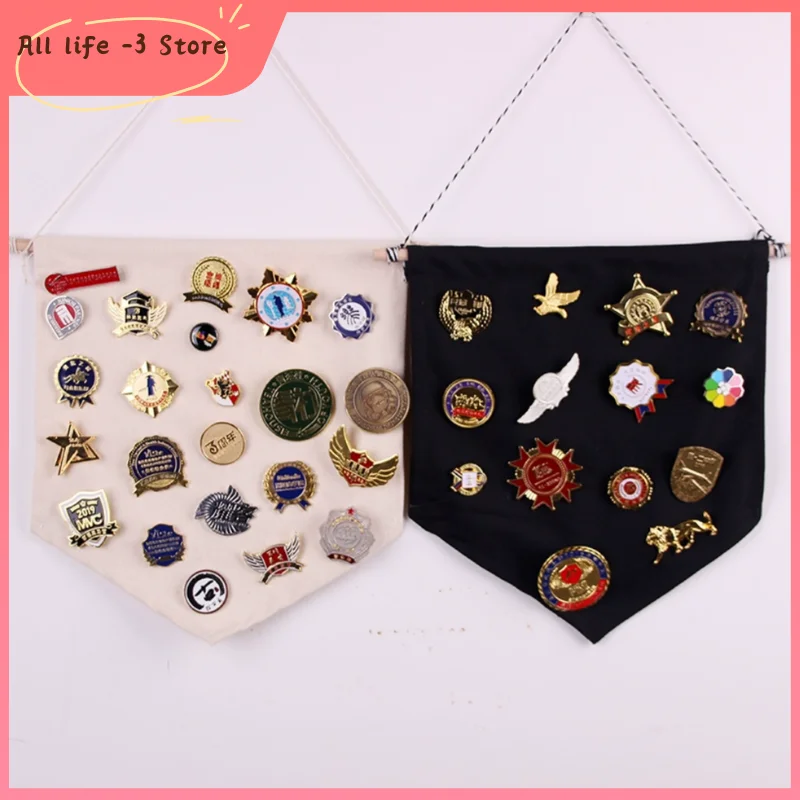 Nordic Style Blank Cotton Brooch Pin Badge Holder Wall Display Pennant Lapels Collection Canvas Bunting Kids Room Ornament