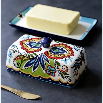 Nordic Hand-Painted Ceramic Butter Dish 2