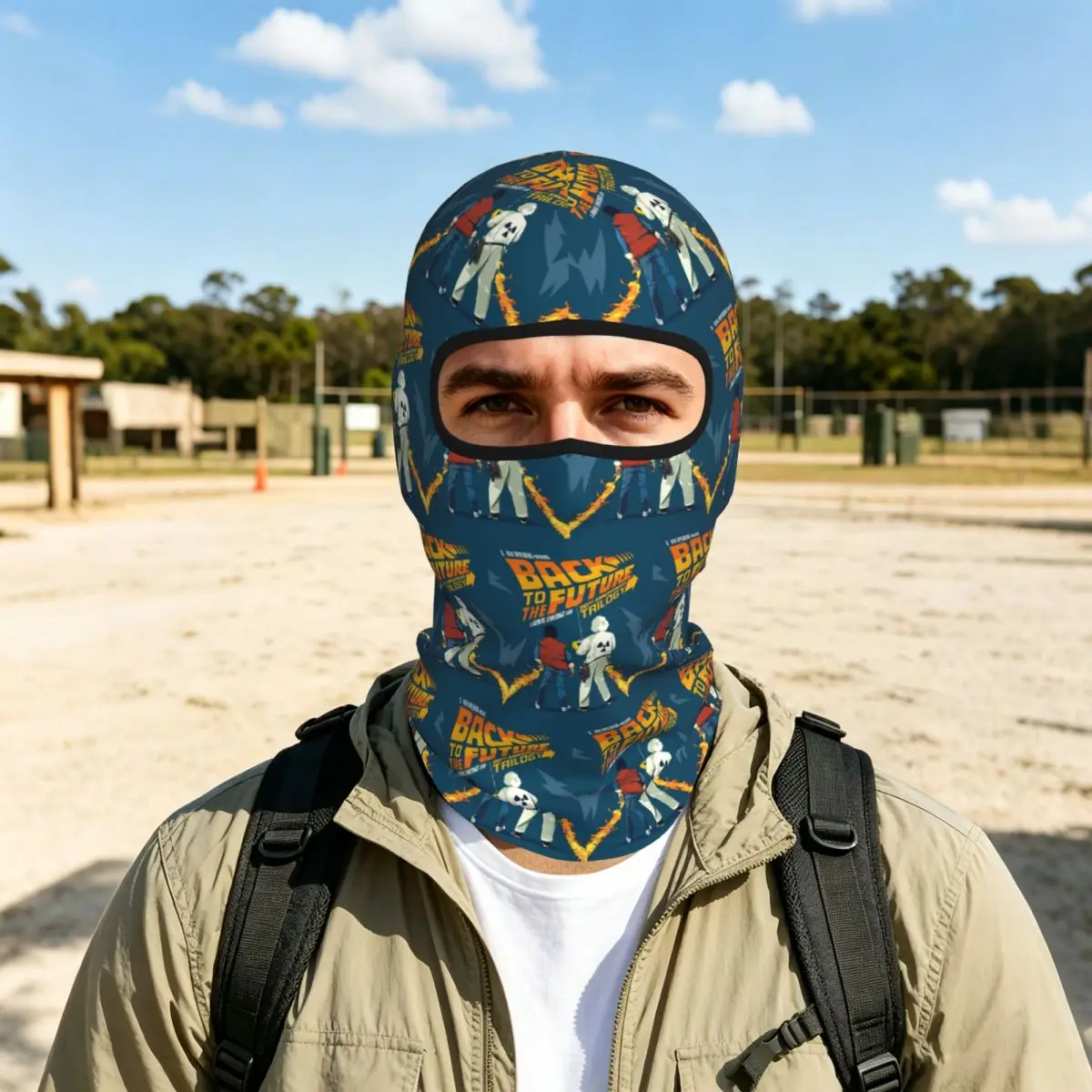 Back To The Future Breathable Thin Balaclava Full Face Mask Sun Protection Neck Gaiter For Motorcycle Cycling Fishing Outdoor