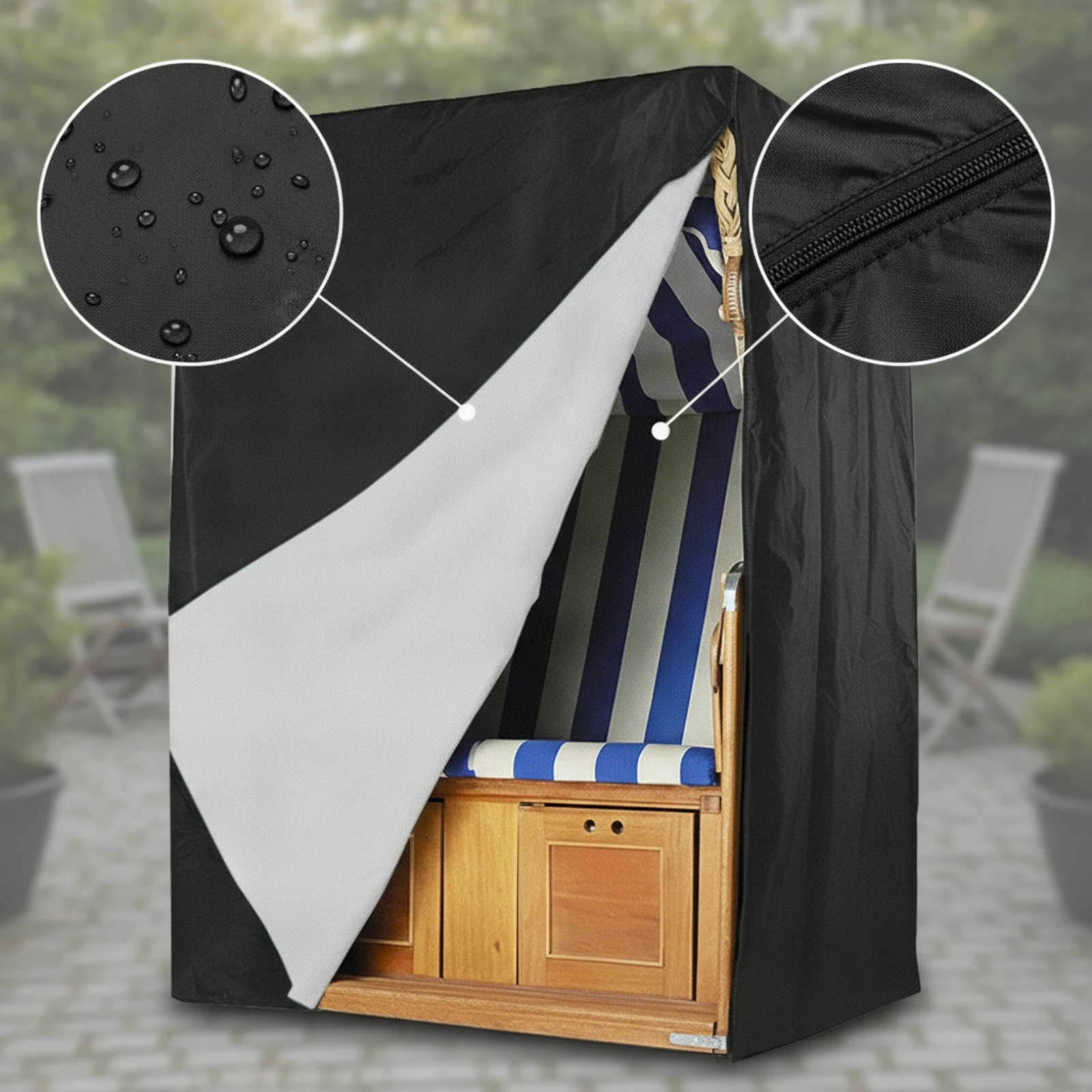 Swing Swing Cover with Zipper Dustproof Patio Swing Cover with Drawstring Waterproof Foldable for Garden, Backyard