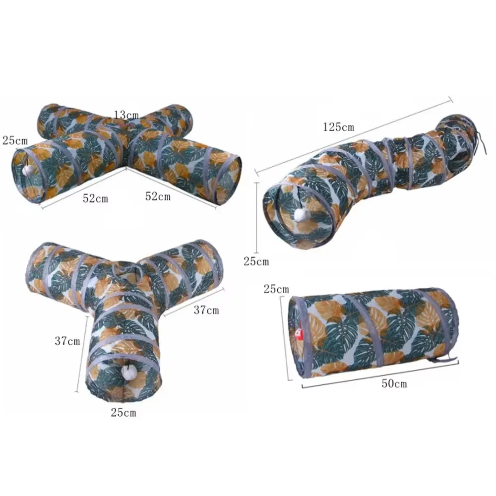 Collapsible Cat Tunnel Toy Soft Fabric Play Tube with Side Windows for Indoor Cats Kitten Activity Fun Hideout Resting Space