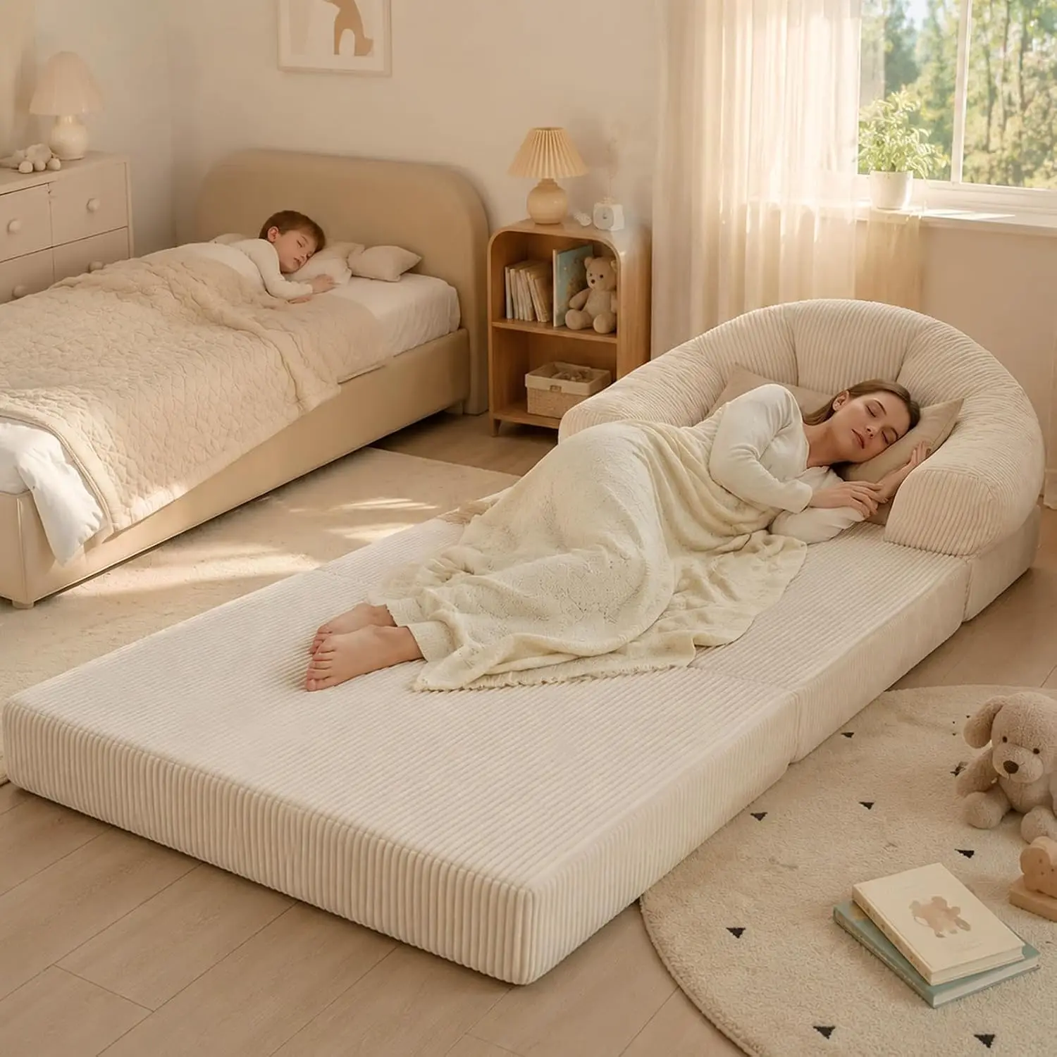 2-in-1 Boneless Sofa, Convertible Sleeper Chair and Foldable Sofa Bed