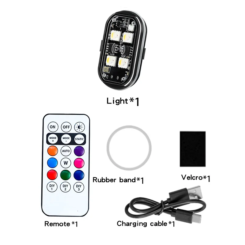 

LED Wireless Strobe Light Automotive Decorative Mood Light Warning Light RGB LED Aircraft Strobe Light Car Motorcycle LED Light