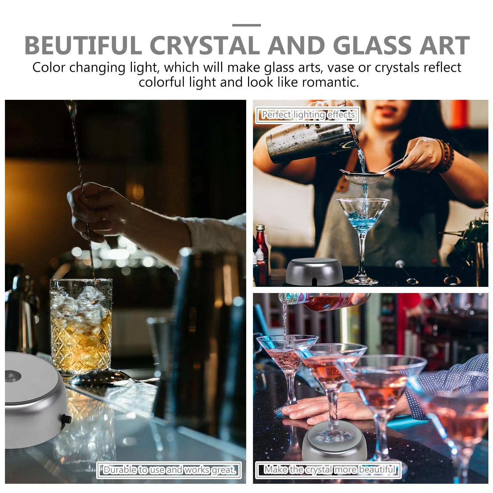 

2Pcs LED Display Stand Color Changing Base Light for Crystals Glass Art Round Illuminated Holder Centerpiece Table Decor