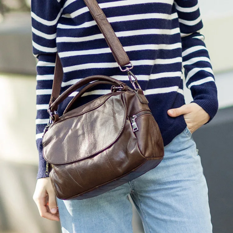 

2026 New Women's Handbag Simple Fashion Shoulder Bag Messenger Crossbody Bags First Layer Cowhide Soft Genuine Leather L