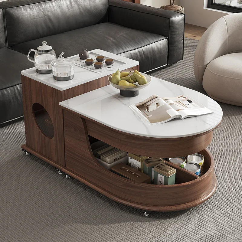 

slab coffee table to make tea integrated living room household removable kung fu small tea table walnut grain edge table