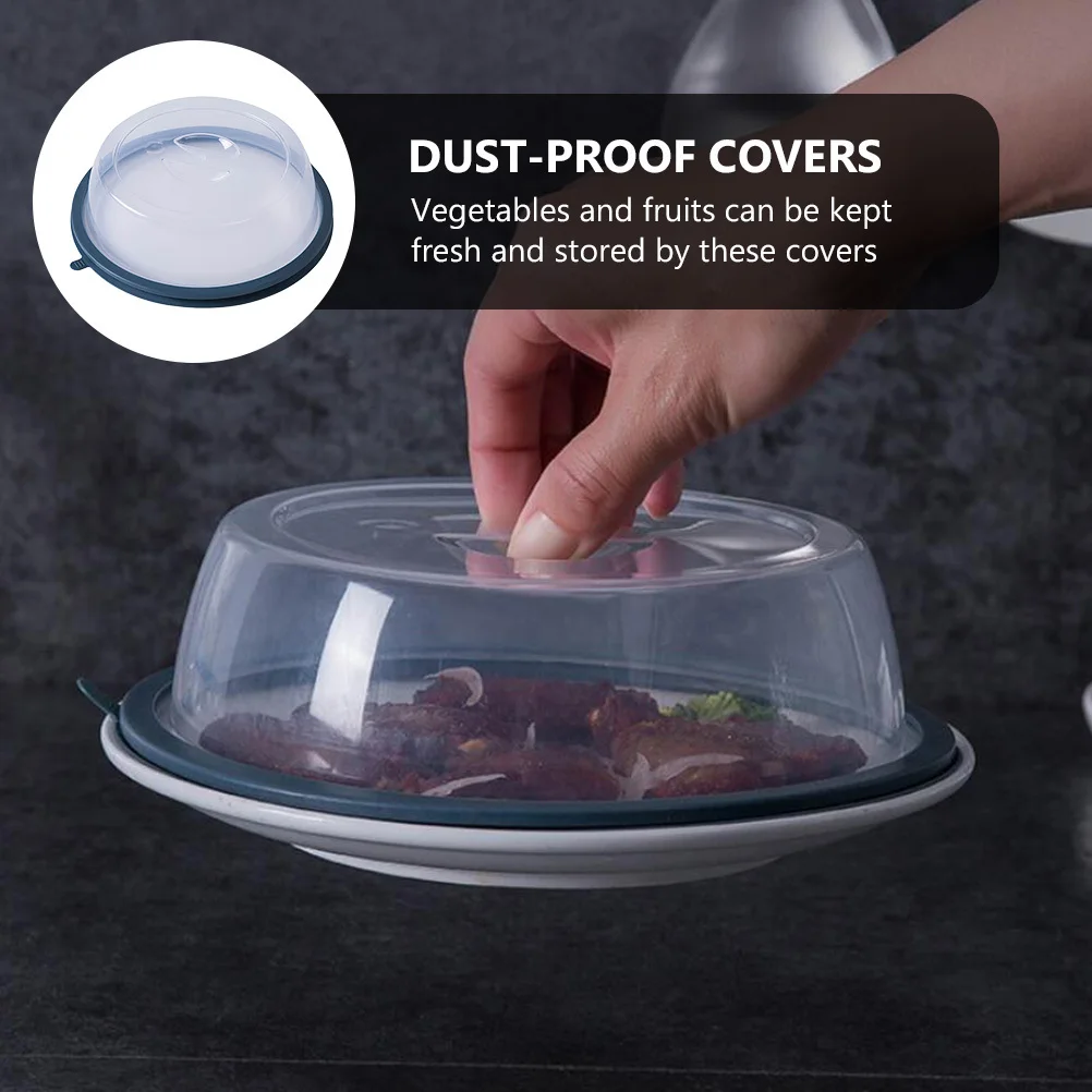 

5Pcs Food Insulation Covers Simple Transparent Design Even Heating Anti-Dust Splash Protection Dark Blue Covers