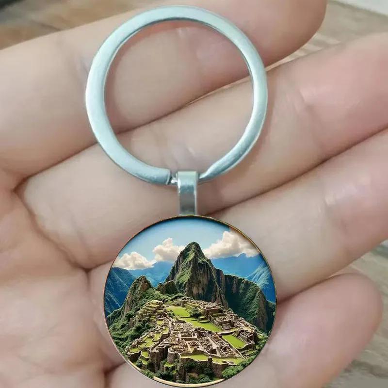 سلسلة مفاتيح المناظر الطبيعية لمدينة ماخو بيشو وإنكا من بيرو، تذكار سياحي في أمريكا الجنوبية، هدية مثالية لعشاق التاريخ #1