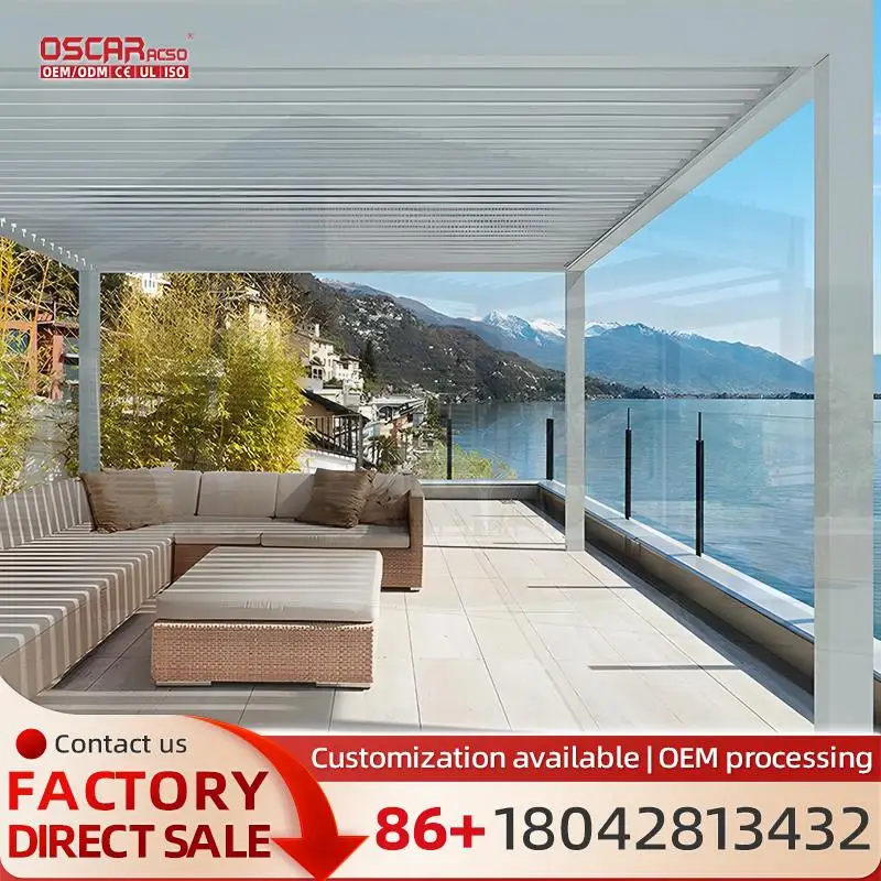 

Waterproof Motorized Louvered Aluminum Canopy for Garden Patio and Outdoor Areas pergola
