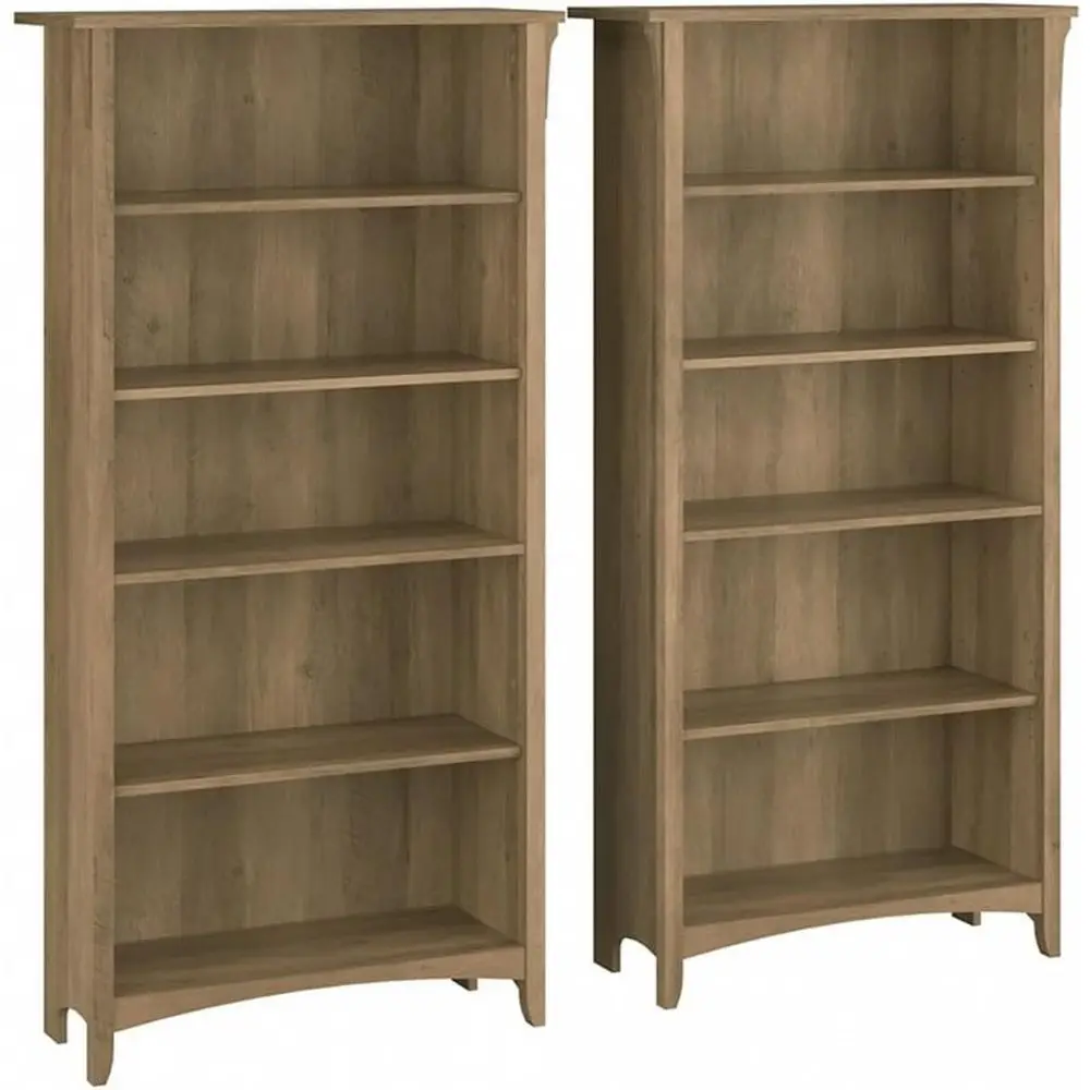 

Комплект из 2-х высоких книжных шкафов Bush Home Salinas Tall 5 с полками, из переработанной сосны, для хранения книг или домашнего рабочего кабинета, многофункциональный