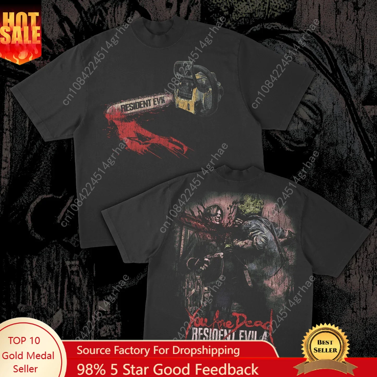 Resident Evil 4- Saw Printed Short Sleeve, Men's and Women's Summer Cotton Comfortable Loose Fashion Roundneck Top T-shirt — купить у AliExpress WW