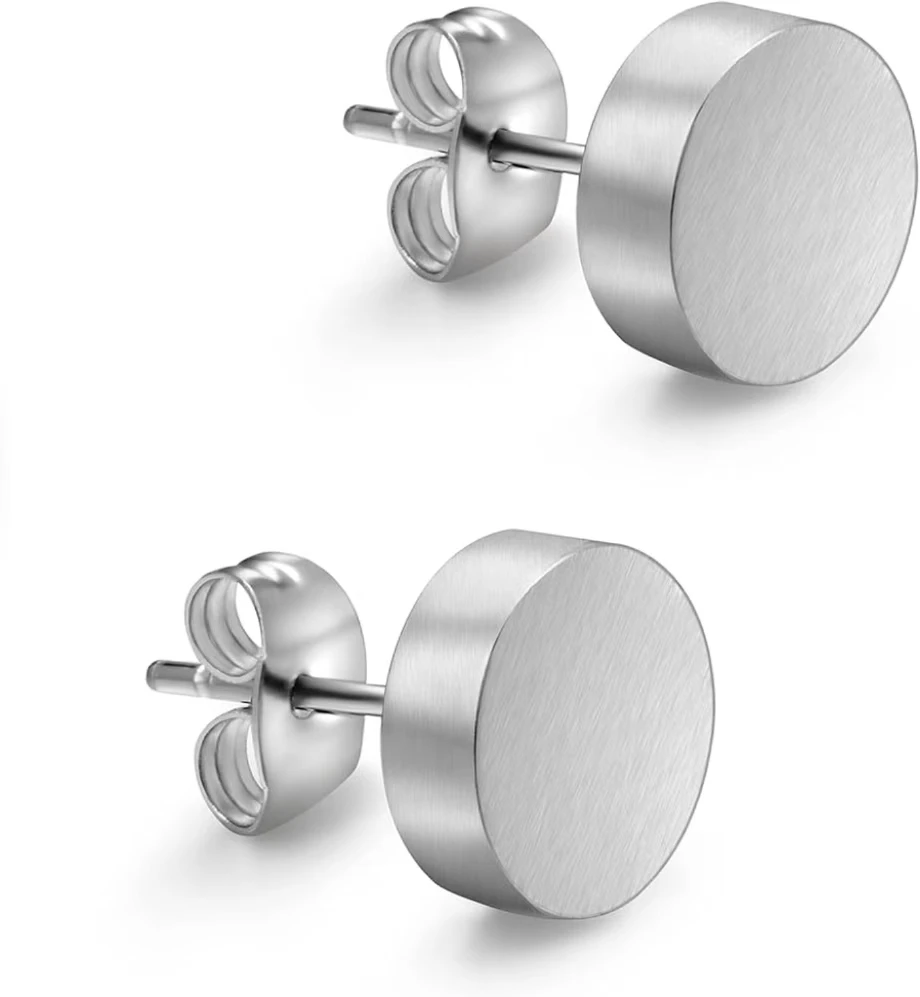 Women's round stainless steel brushed earrings Korean style women's high-end earrings with a small, luxurious and simple