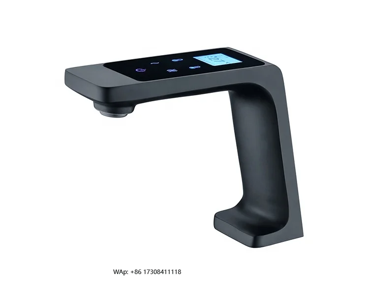 Matte black premium electronic thermostatic touch basin faucet