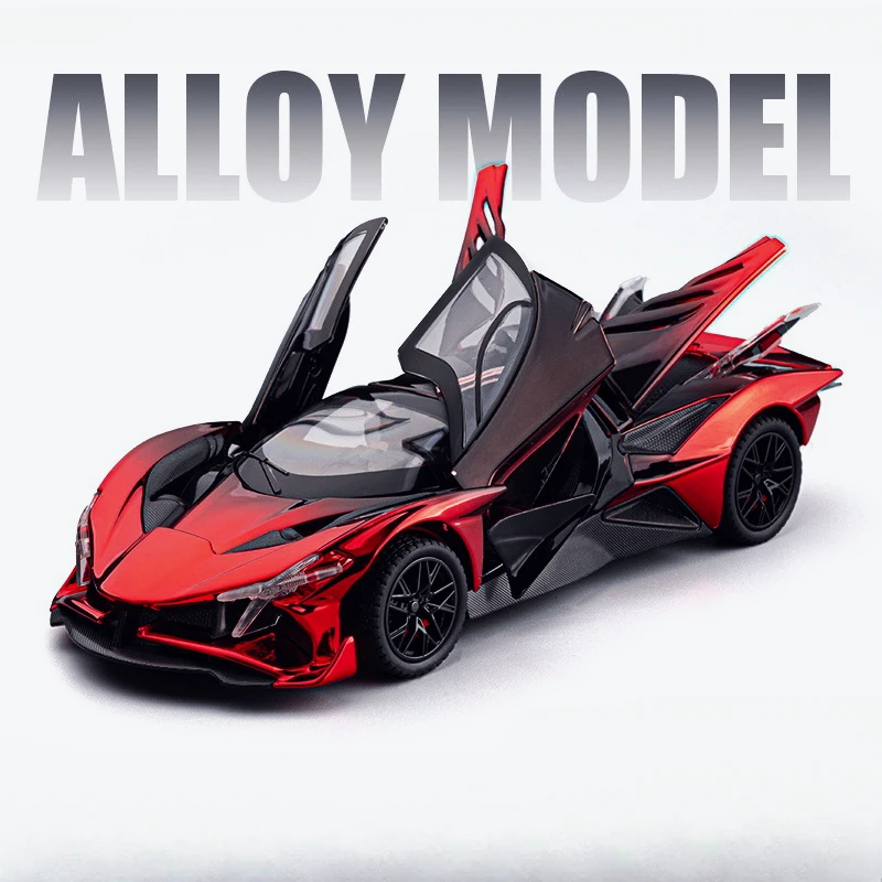 

1: 24 Apollo EVO electroplated alloy sports car model simulation dazzling color feedback sound and light interior decoration
