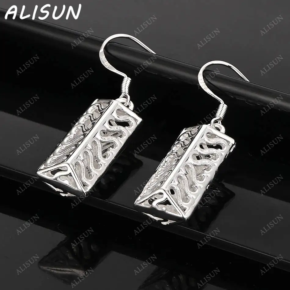 

ALISUN 925 Sterling Silver Hollow Geometric Earrings Drop Earrings For Women Fashion Jewelry Charm Noble Wedding Accessories