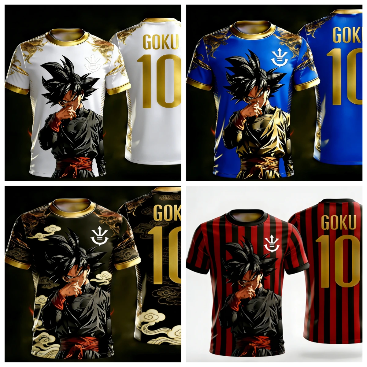 New 2026 Dragon Ball Official 3D Print Goku 10# Football Jersey Training Wear Parent-child S-6XL 90cm-160cm Trendy Tees