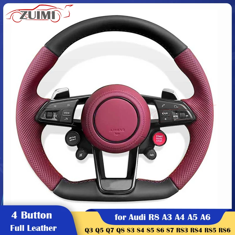 

Customize 4 Button Style Car Steering Wheel for Audi R8 A3 A4 A5 A6 A7 Q3 Q5 Q7 Q8 S3 S4 S5 S6 S7 RS3 RS4 RS5 RS6 RS7