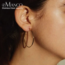 e-Manco 40mm Big Circle Hoop Earrings for Women Large Stainless Steel Earring Women Hyperbole Earrings Fashion Jewellery