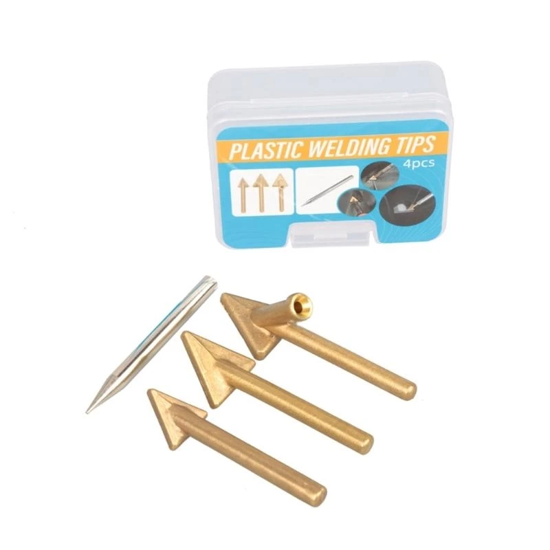 

652F 3/4Pcs Welding Tips Soldering Iron Tips Triangular Copper Head Welder Accessories Replacement for Car Bumper Repair