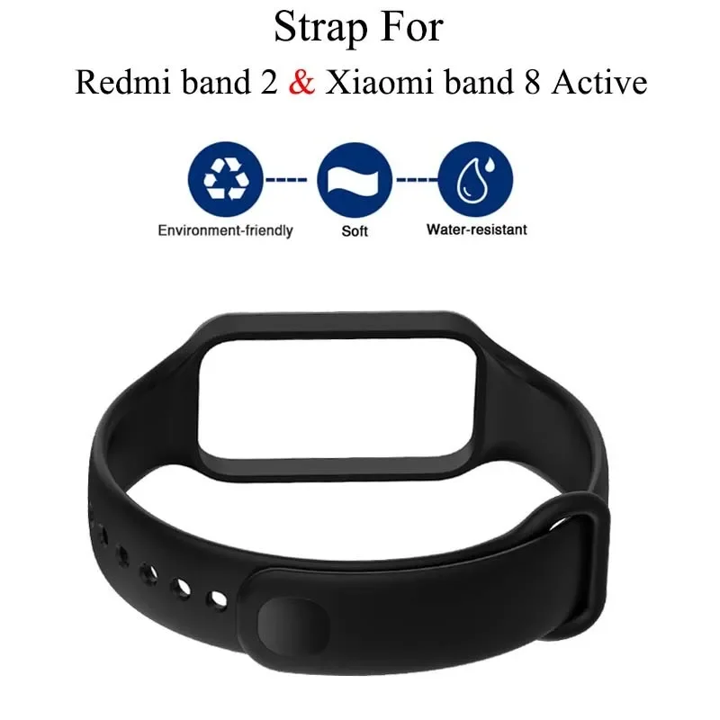 Wymienny pasek do zegarka Xiaomi Smart Band 8 Active Strap Silikonowy pasek i etui do bransoletki Redmi Smart Band 2 Strap