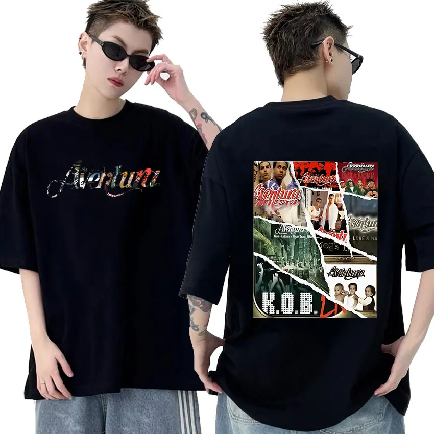 Aventura Closing Concert 2024 Tour Graphic T Shirts Men's Women Vintage High Quality Oversized Cotton T-shirt Hip Hop Streetwear