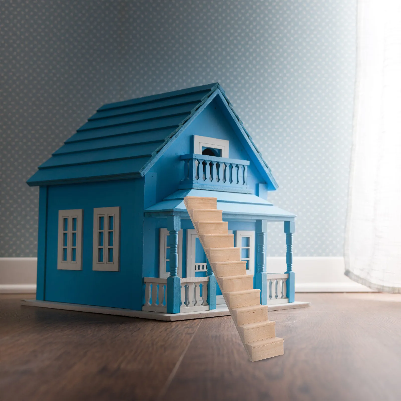 

2Pcs Mini House Staircase Miniature Wooden Stairs Unfinished DIY Accessory for 112 Scale Playhouse Decor Mini Furniture Accent