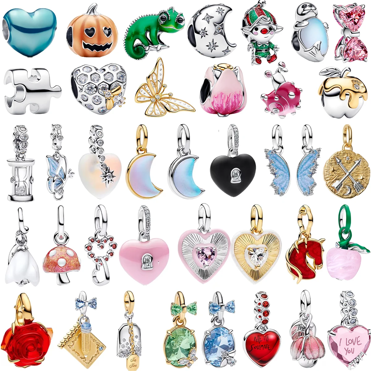 Special Offer Original 925 Sterling Silver Charms Moon Heart Butterfly Flower Beads Bracelets Necklaces Women DIY Jewelry Gift