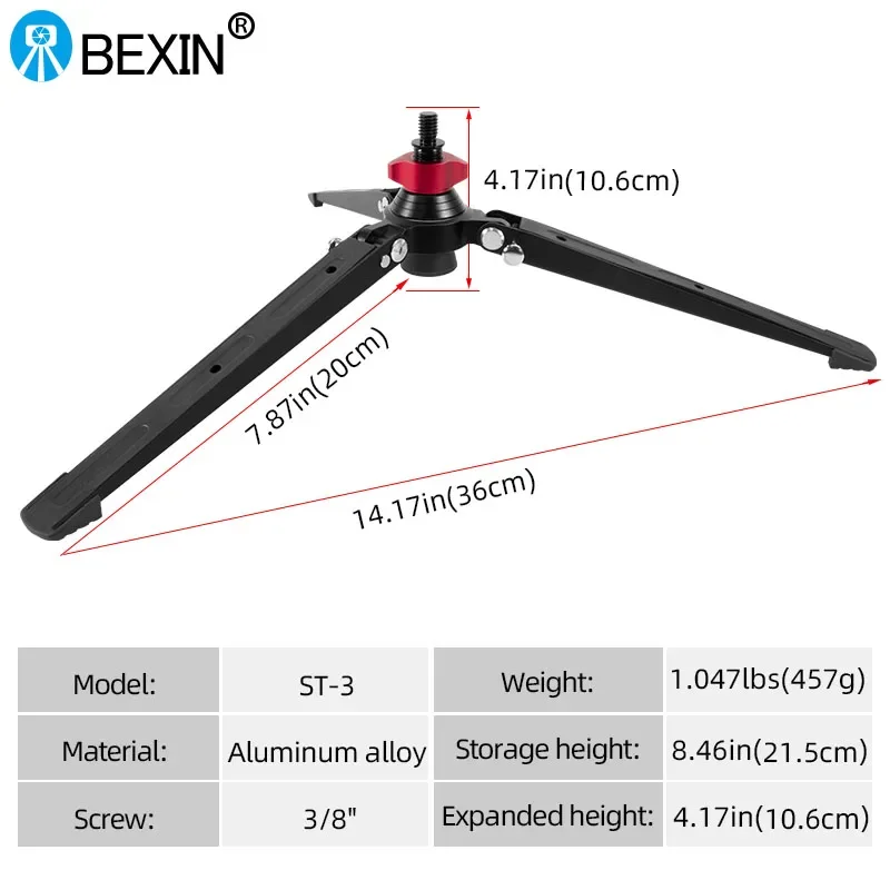 Tripod Support Bracket SLR Camera Bracket Mini Desktop Photography Tripod Base 3/8 Inch Adapter Monopod Aluminum Alloy Bracket