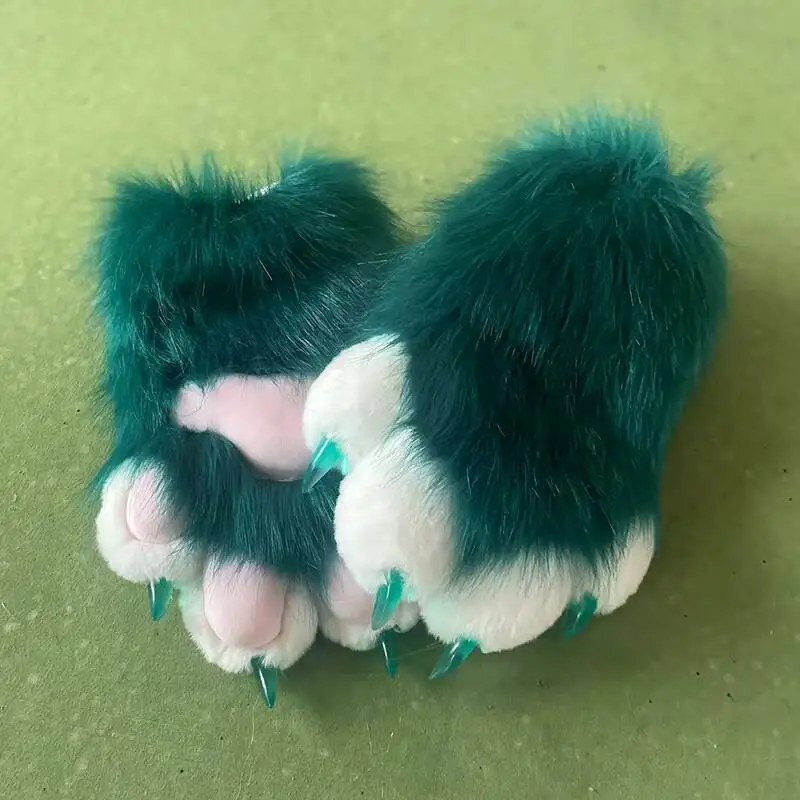 Nieuwe Fursuit Kigurumi Harige Dierenpoten Handschoenen Nagels Kig Cosplay Kostuum Wearable Harige Dieren Kleurrijke Klauwen Cos Rekwisieten Halloween - afbeelding 1