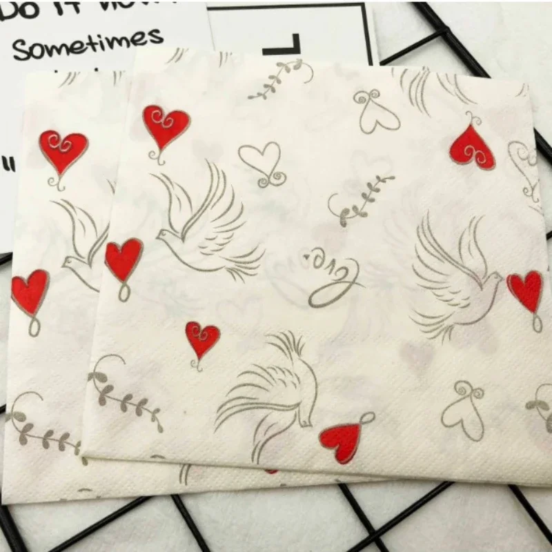 Colourful Printed Napkin Wedding Creative Paper Napkin Wedding Heart Shaped Facial Tissue Table Setting Paper Placemat 20pcs/pac