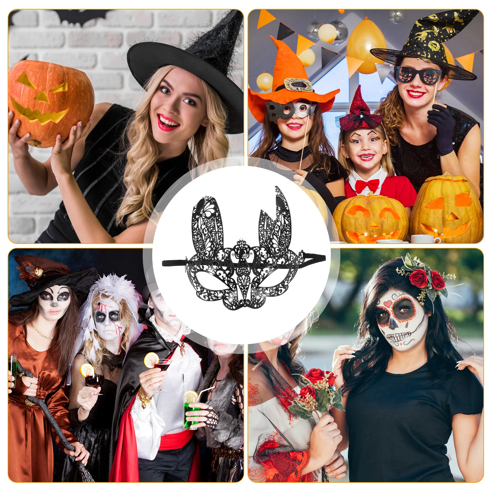 

Lightweight Rhinestone Venetian Rabbit Mask Half Face Adjustable for Halloween Carnival Masquerade Party Cosplay