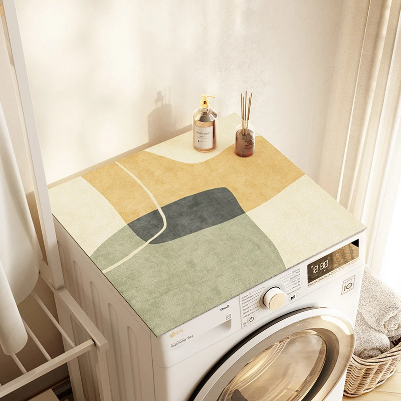 Simple Line Washing Machine Dust Cover, Sun Protection Countertop Pad, Refrigerator Top Dust Cover Cloth, Home Decoration
