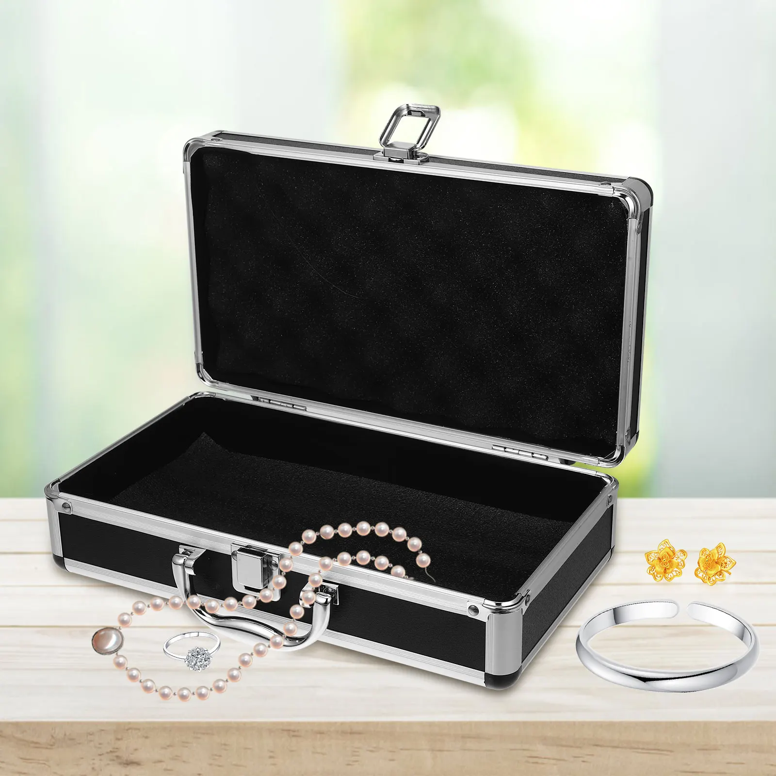 

Aluminum Case Tool Box Password Suitcase Large Capacity Storage ganizer Black Round Corner Multi Purpose Portable Medicine Box