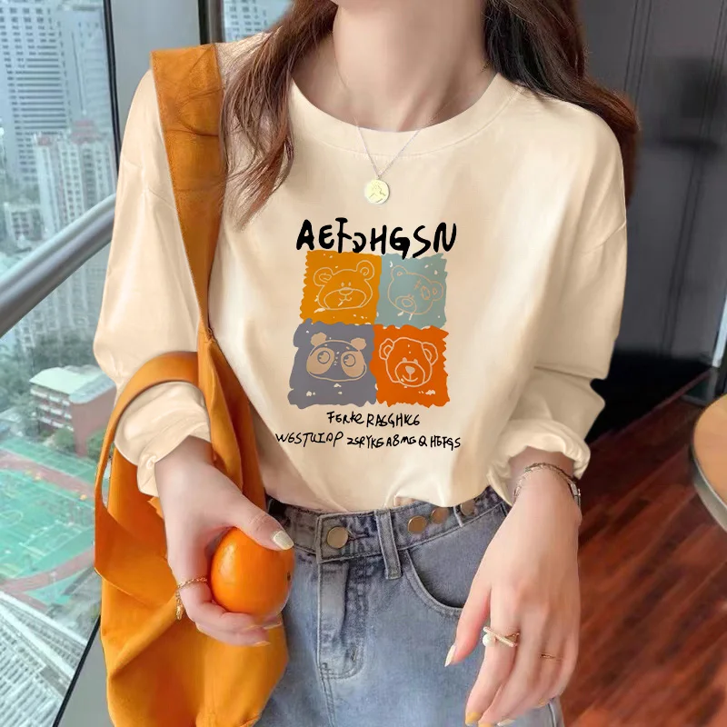 

100% Cotton Cartoon Printed Nursing Tees Maternity Autumn Autumn Loose T-shirt for Pregnant Women Pregnancy Delivery Feeding Top