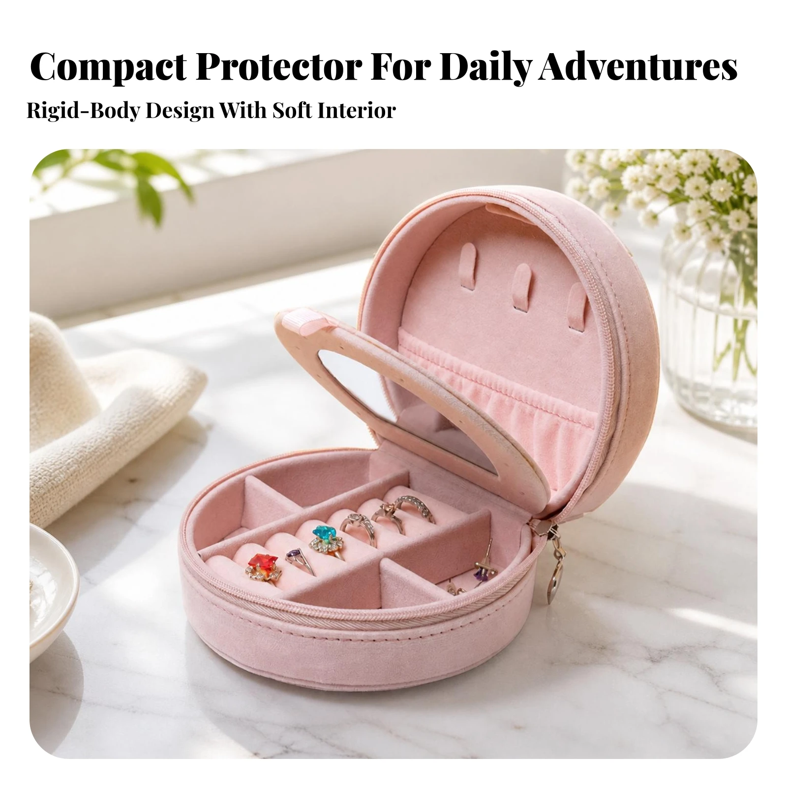 Small Jewelry Organizer Box Multi-Functional Zippered Jewelry Organizer Giftable Scratch-Resistant for Daily Use