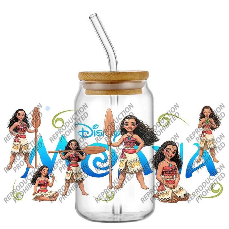 New Popular Cartoon Movie Moana 16oz UV DTF 3D Transfer Sticker Decals Wraps For Glass Can Cup Craft DIY Gift Creative view 3