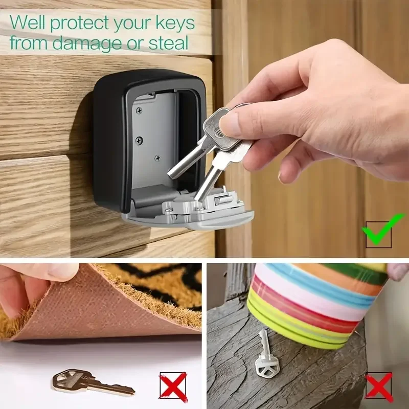 Security Anti-Theft Outdoor Wall Mounted Key Storage Secret Storage Box 4-Position Combination Security Keyless Rainproof Safe