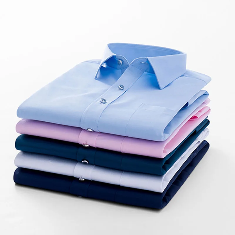 جودة الرجال طويلة الأكمام القمصان الاجتماعية الرسمية الفاخرة التجاعيد مقاومة غير الكي الصلبة الأعمال فستان كاجوال قمصان عادية