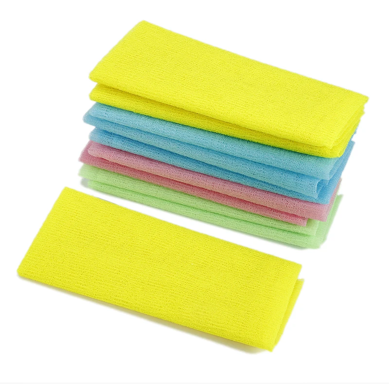 15pcs/lot Nylon Japanese Exfoliating Beauty Skin Bath Shower Wash Cloth Towel Back Scrub