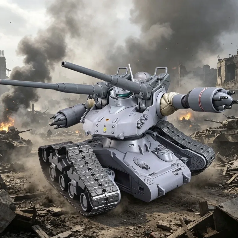 1:144 Sci Fi Multi Cannon Tracked Mecha Vehicle Assembly Model Desktop Hobby Ornament